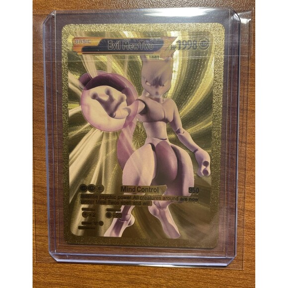 Pokemon - Evil Mewtwo Gold Foil ✨️ Fan Art  HP 1998 - Picture 3 of 4